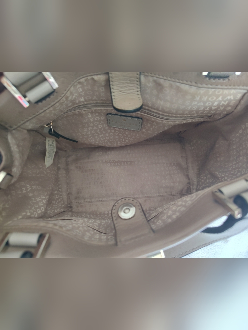 kate spade Two-Tone Taupe & White Structured Top-Handle Crossbody - Picture 11 of 12